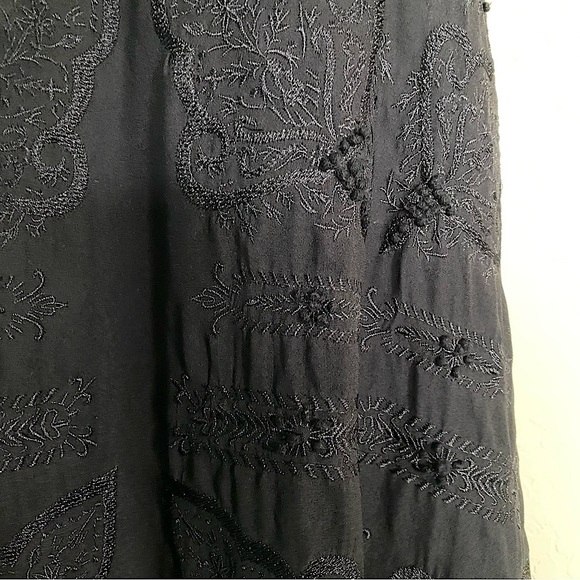 Millau Black Lace Embroidered Low Cut Back Boho Dress Size M - Picture 8 of 12